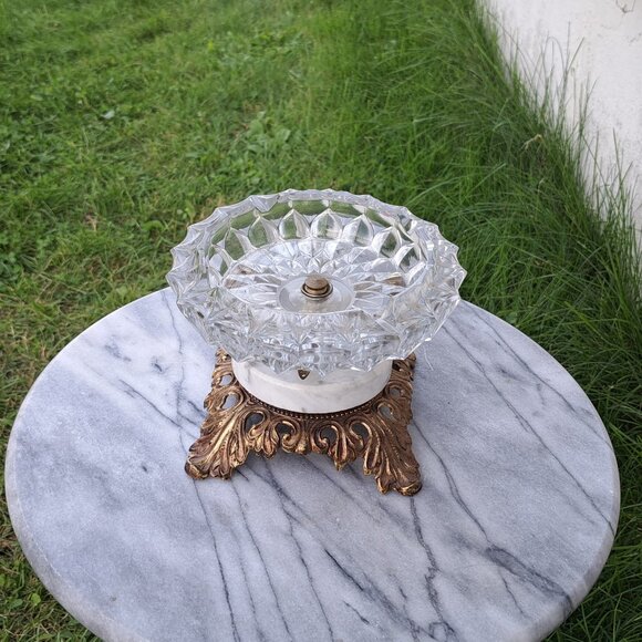 Vintage Ashtray Stand Marble & Brass - Picture 4 of 11